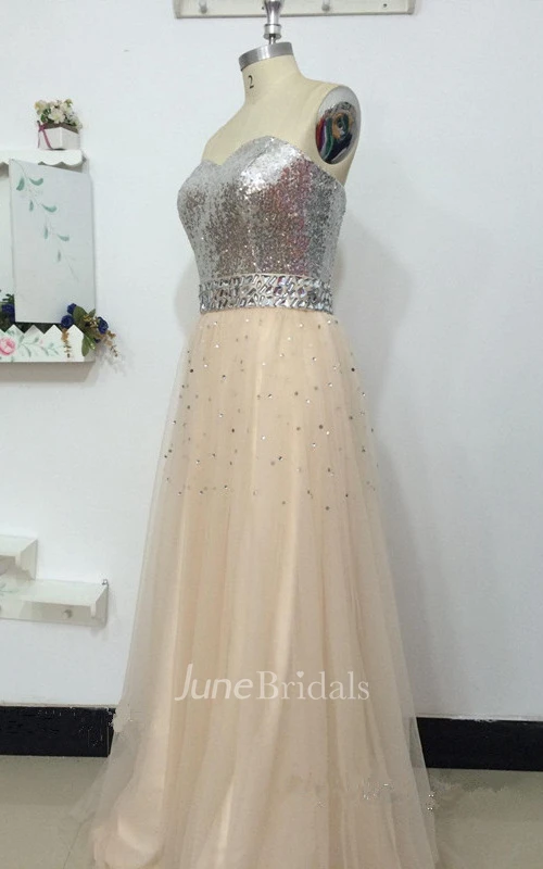 A-line Sweetheart Tulle Dress With Sequins