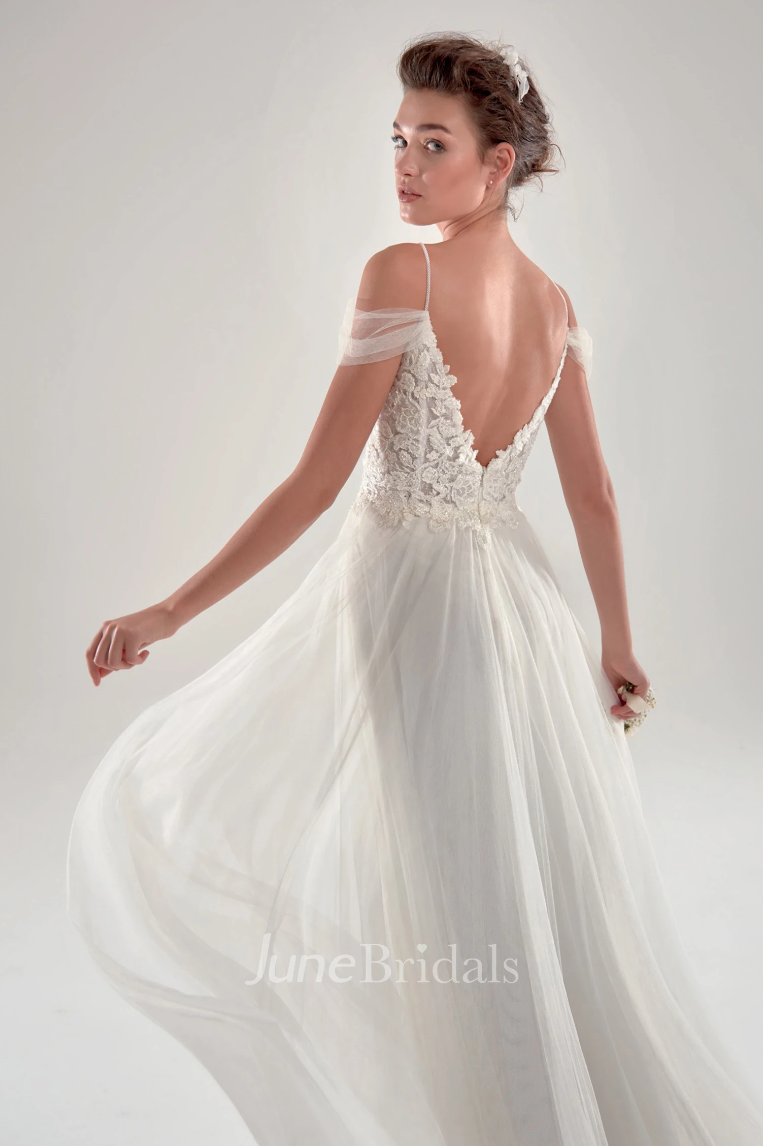 Elegant Sheath Spaghetti Bridal Gown With Court Train  