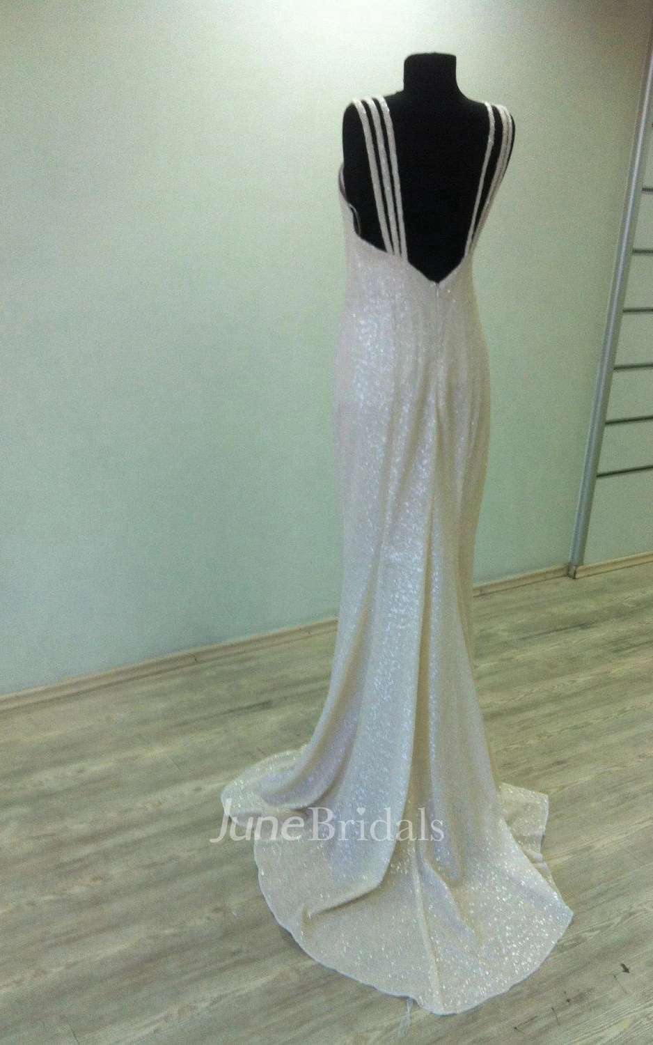 Sheath Spaghetti Floor-Length Dress With Sequins
