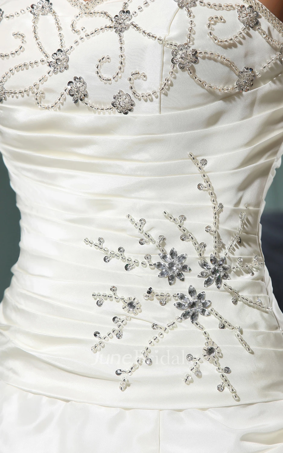 Sweetheart Sleeveless Pick-Up A-Line Gown With Lace And Ruching