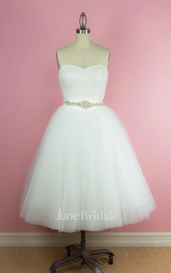 Sweetheart Criss Cross Tulle Short Dress With Waist Jewellery