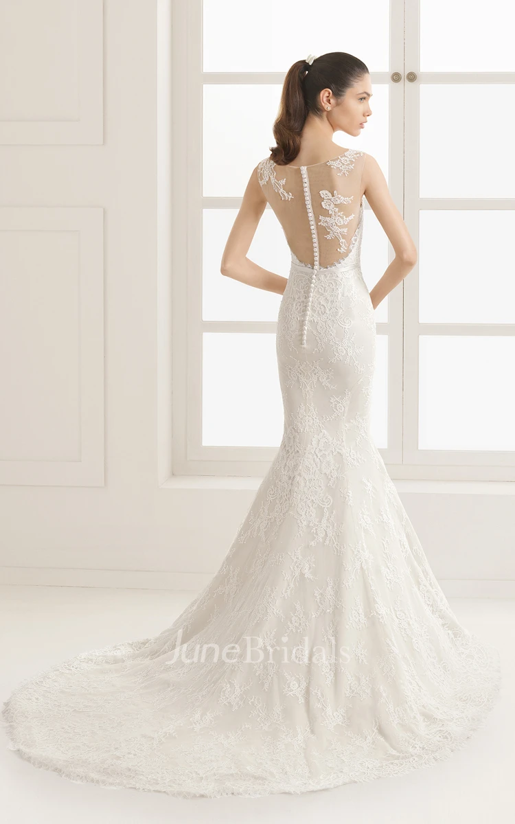 Exquisite Sleeveless Scoop Neck Mermaid Dress With Illusion Back
