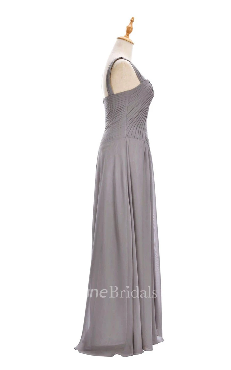 One-shoulder Sweetheart Long Empire Dress With Side Slit