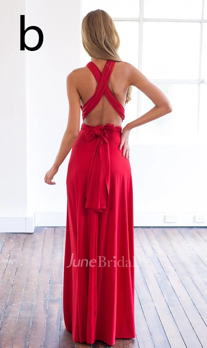 Sexy A-line Sleeveless Red Detached Prom Dress Floor-length