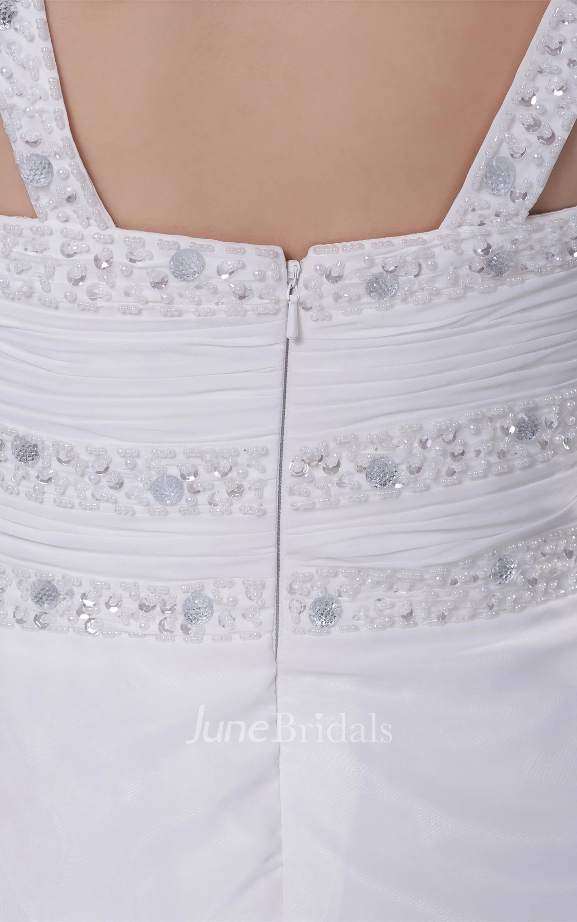 Strapped Chiffon Floor-Length Gown with Crystal Detailing