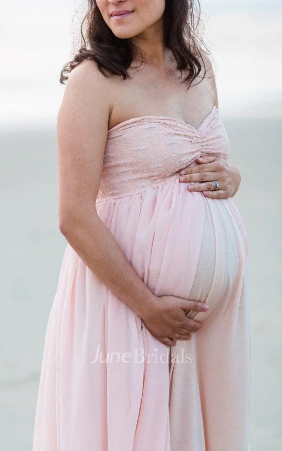 Maternity Strapless Chiffon With Court Train
