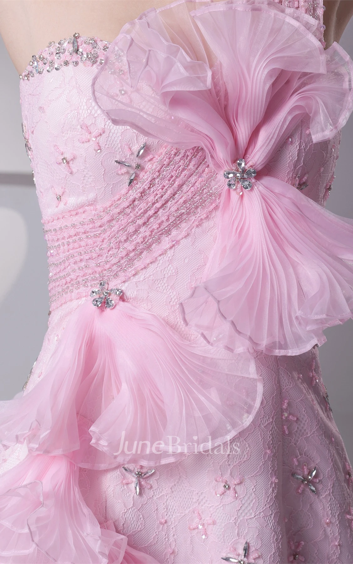 One-Shoulder Body-Fitting Short Dress with Beading and Flower