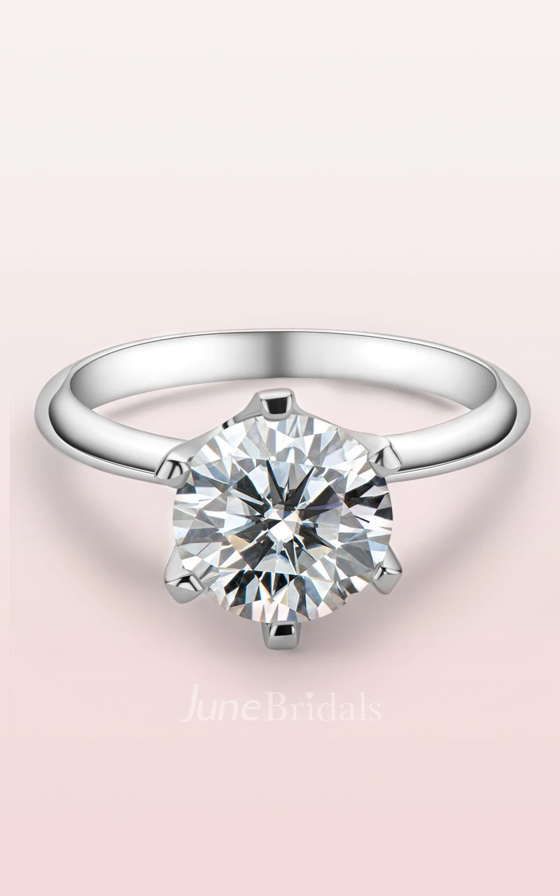 Solitaire Round Cut 925 Silver Wedding Rings