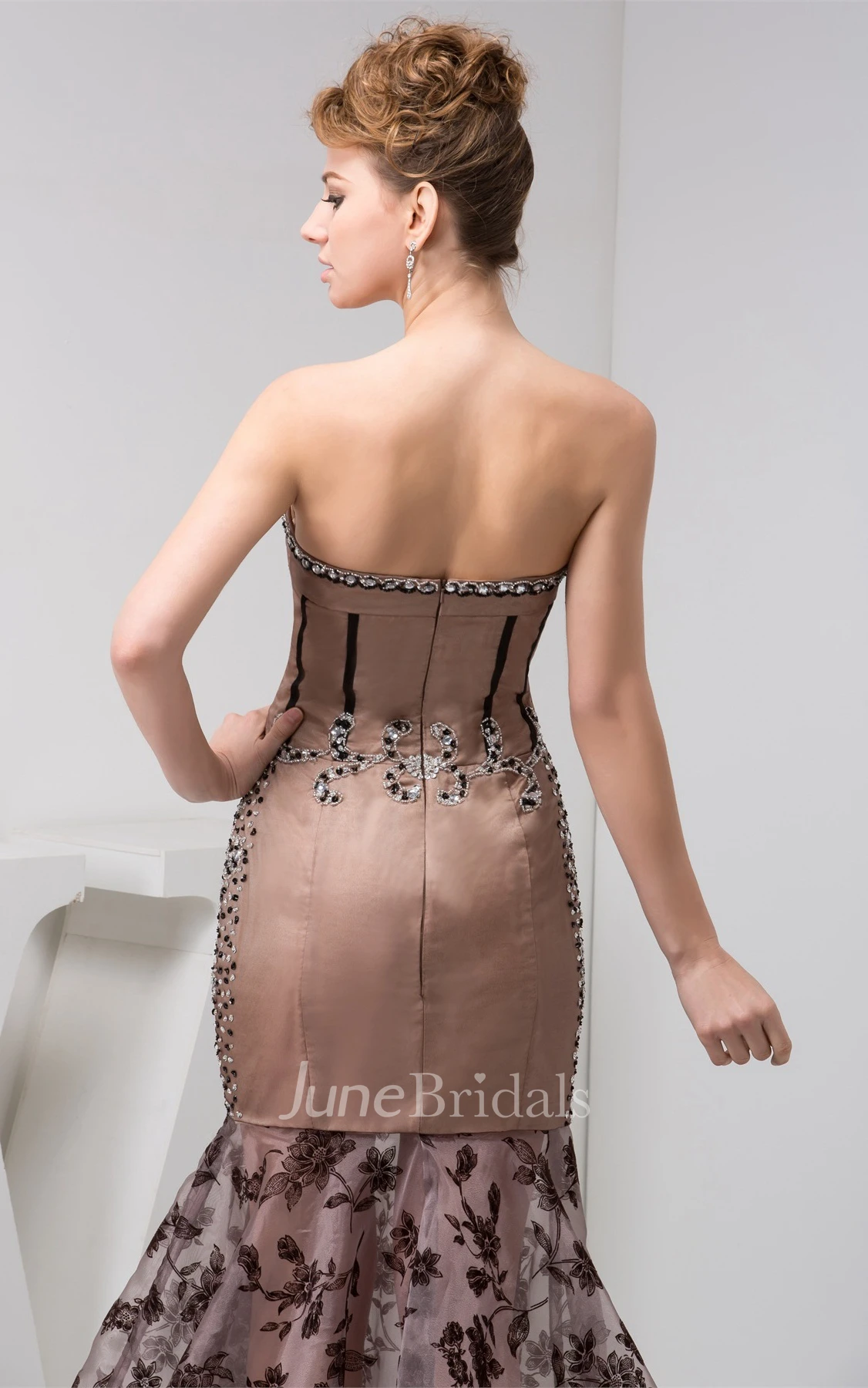 Sweetheart Column A-Line Gown with Lace and Rhinestone