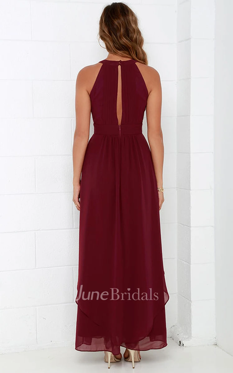 Brilliant Halter Sleeveless Empire Chiffon Long Dress