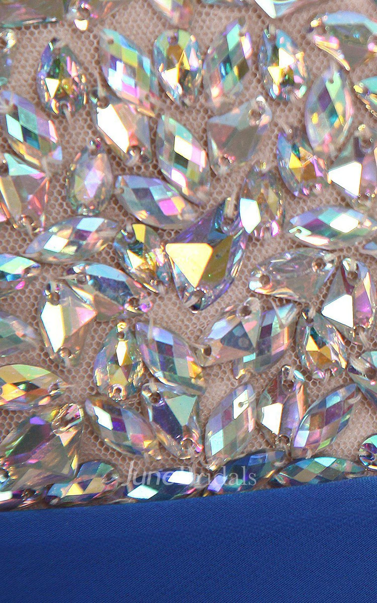 Sleeveless A-line Gown With Rhinestones Bodice