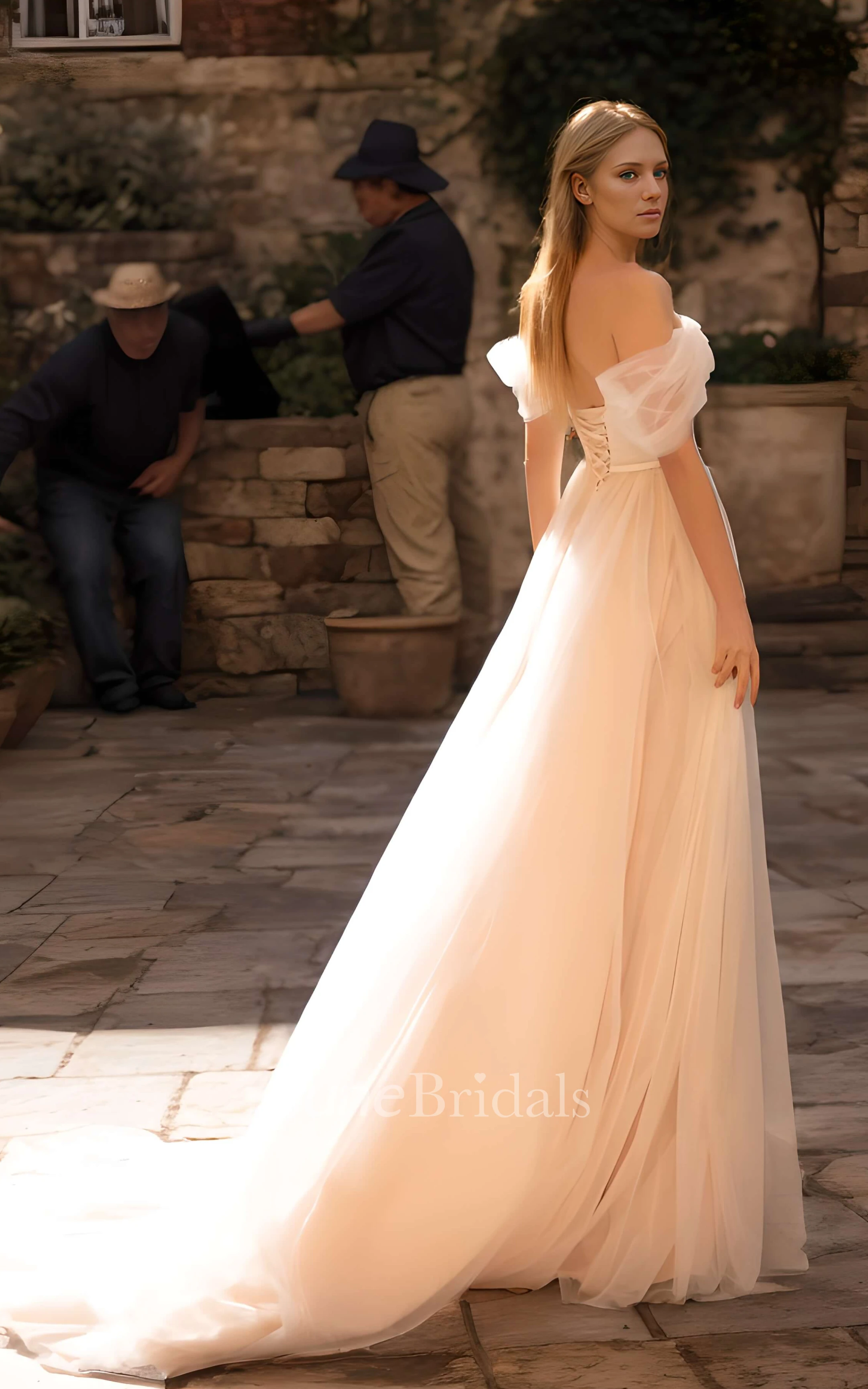 Ethereal Beach A-Line Boho Off the Shoulder Wedding Dress Fairy Elopement Sequin Sleeveless Backless Bridal Gown