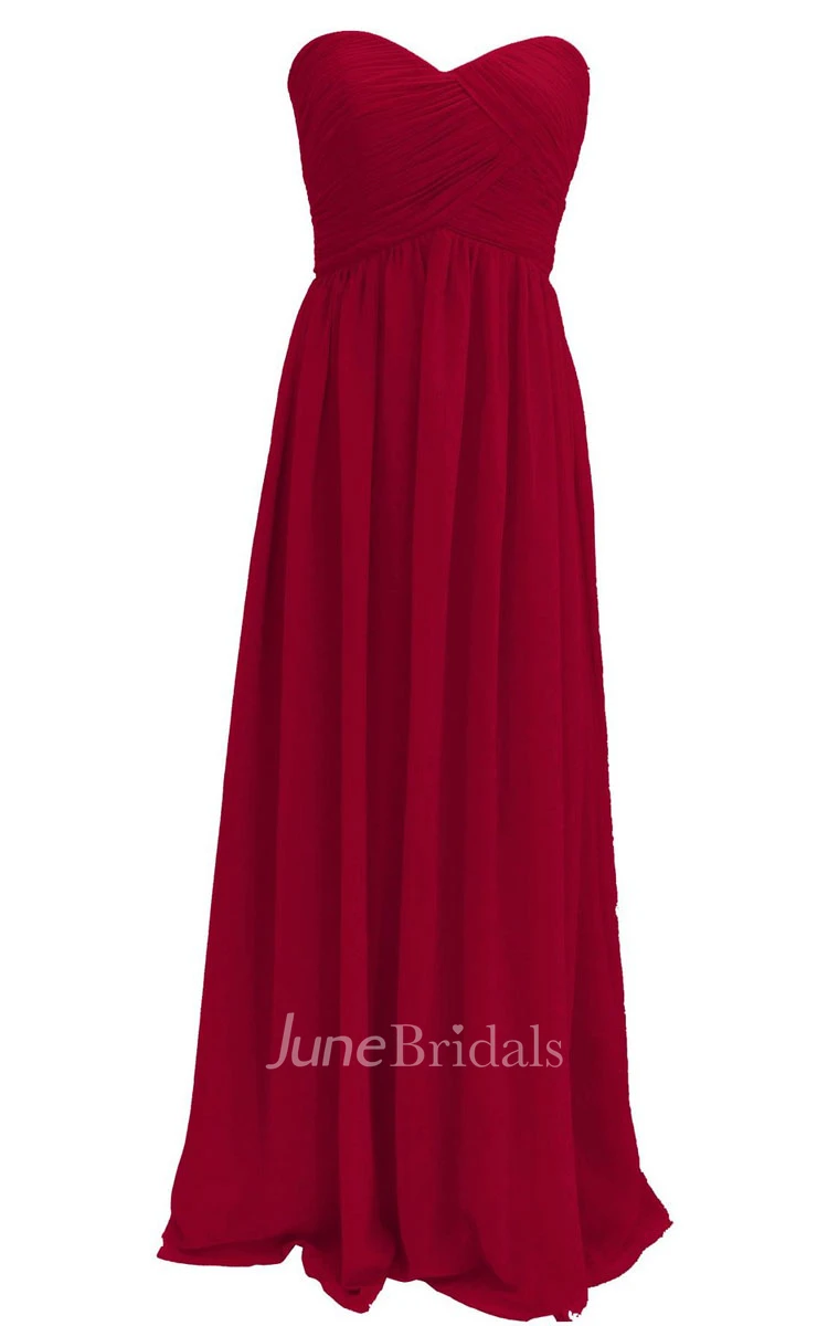 Elegant Strapless Sweetheart Ruched Chiffon A-line Gown