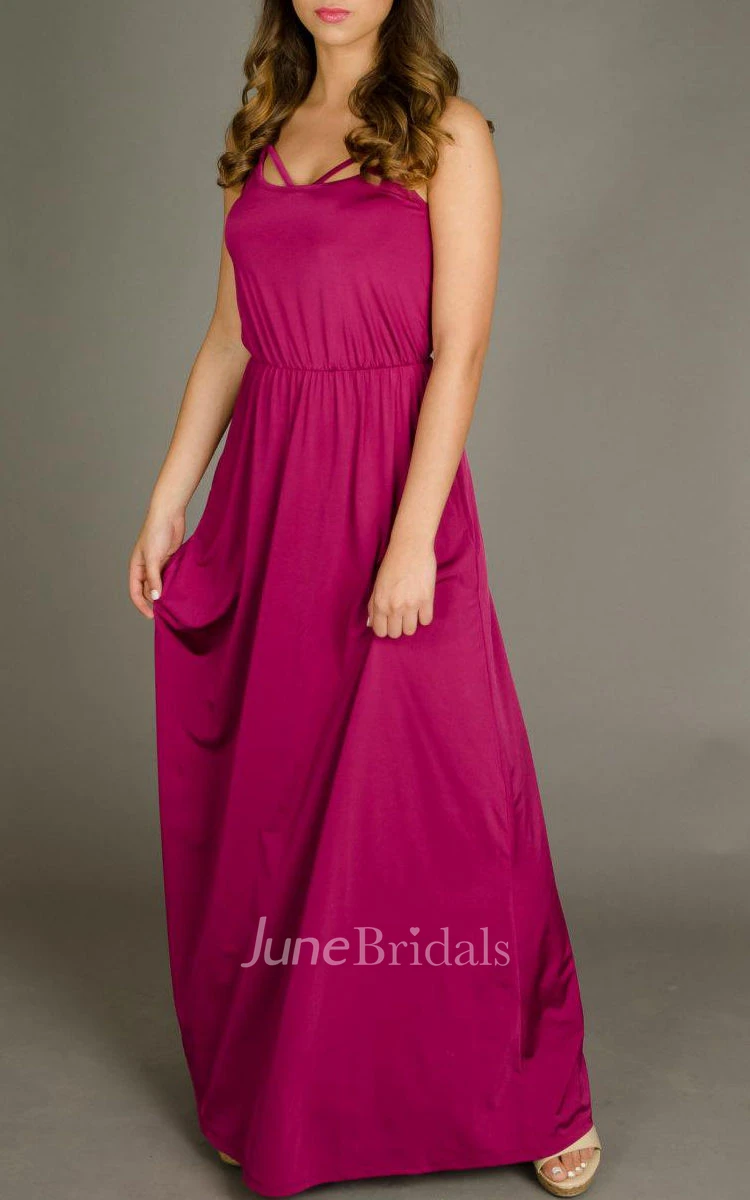 Floor-length Strapped Sleeveless Sleeve Dress