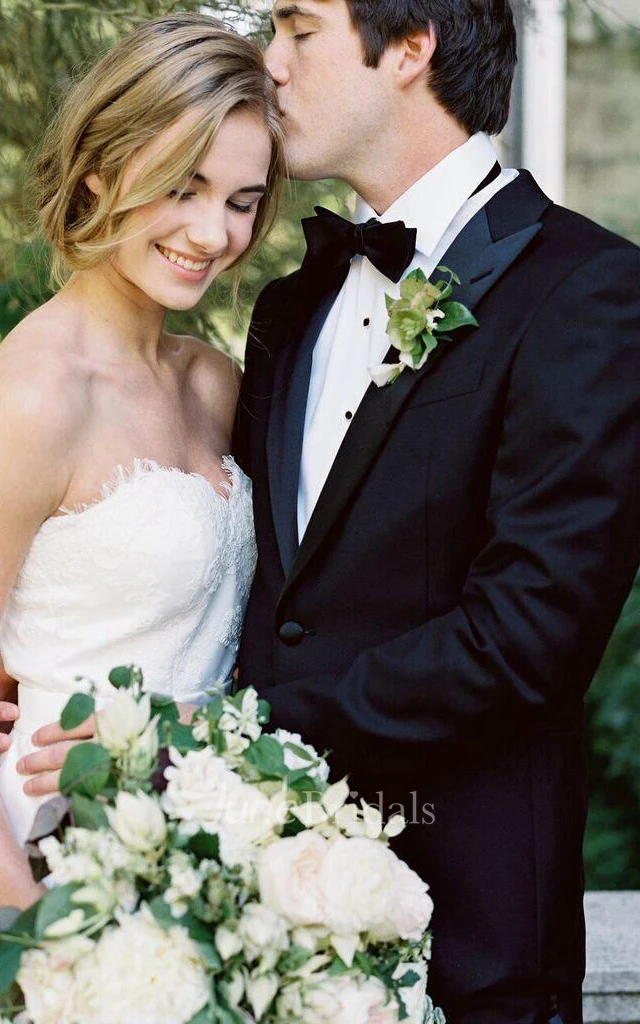 A-Line Sweetheart Floor-Length Lace Satin Dress