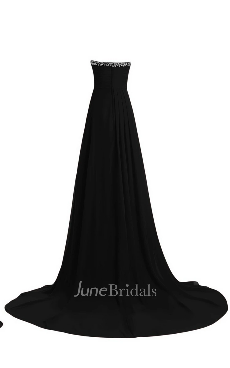 Strapless Court Train With Crystal Trim