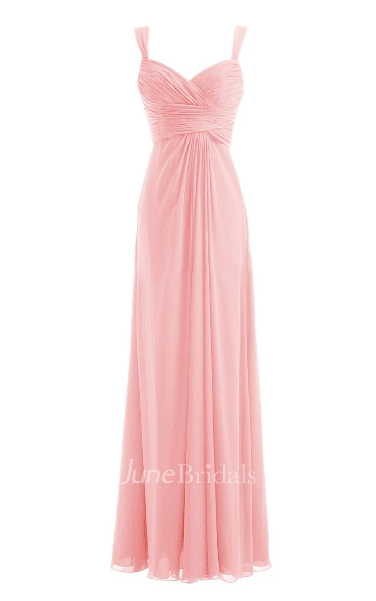 Straps Ruched A-line Gown With Deep-v Back