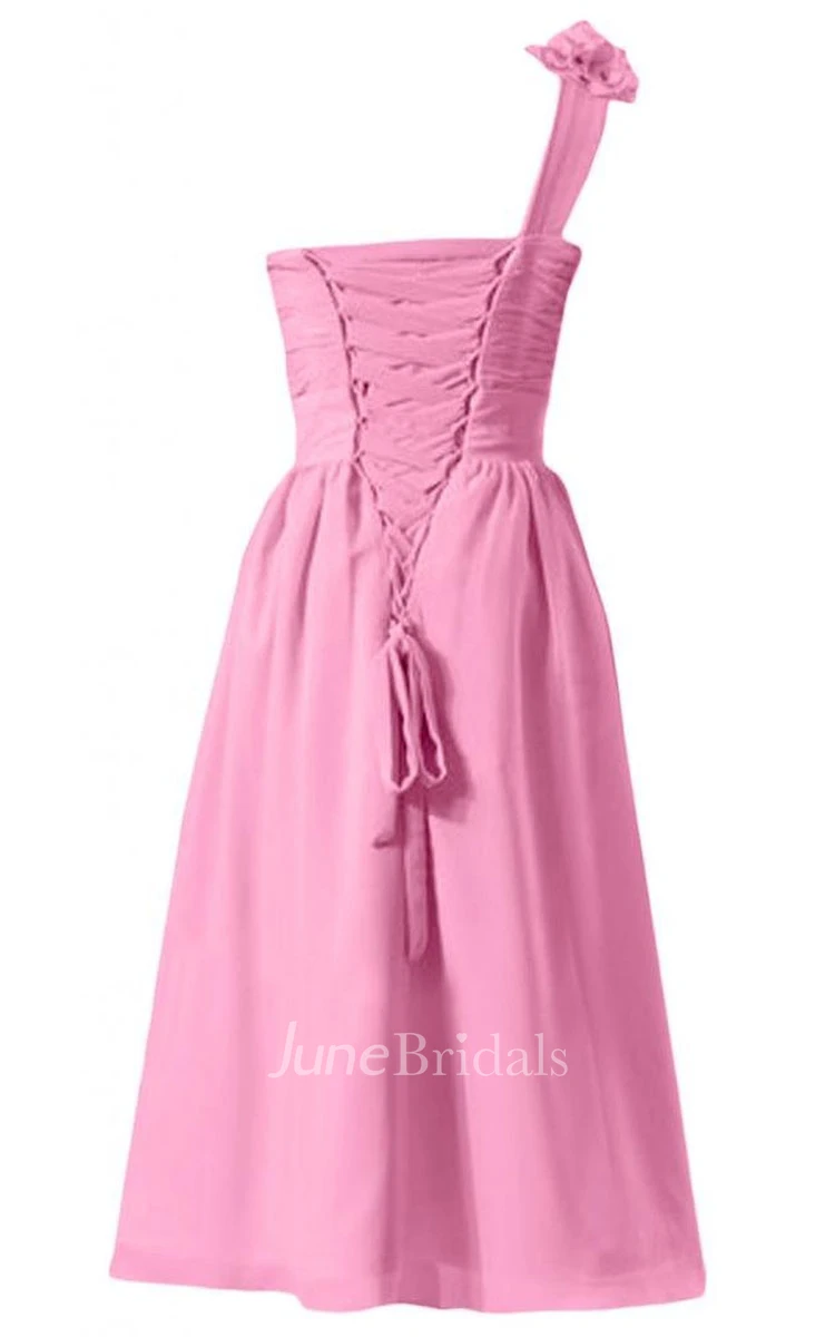 Floral One-shoulder Ruched Short Dress With Band