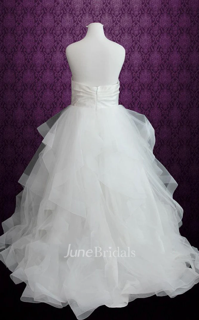 Sweetheart Criss-Cross Organza Dress With Sash And Ruffles