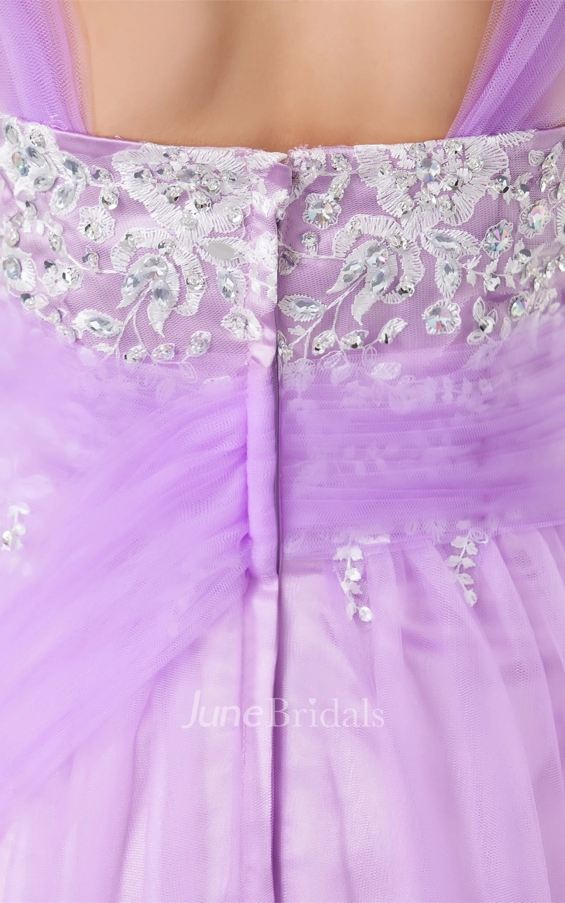 Strapped Tulle Floor-Length Dress with Appliques