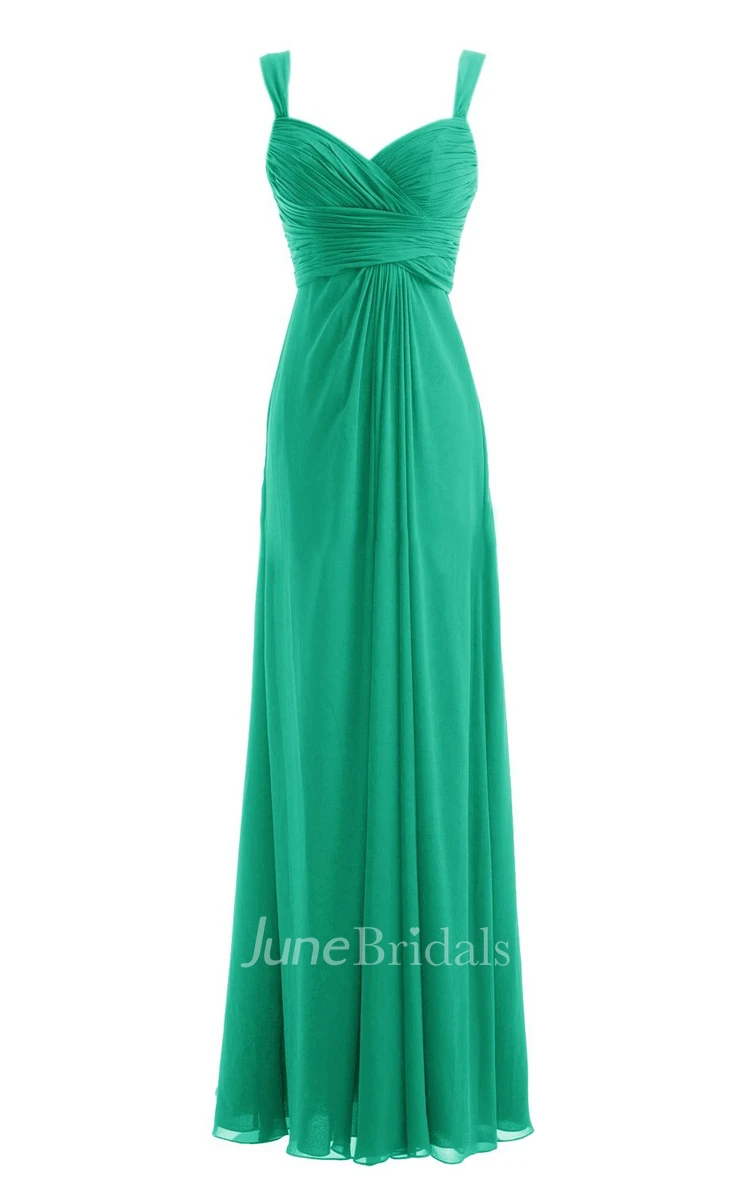 Straps Ruched A-line Gown With Deep-v Back