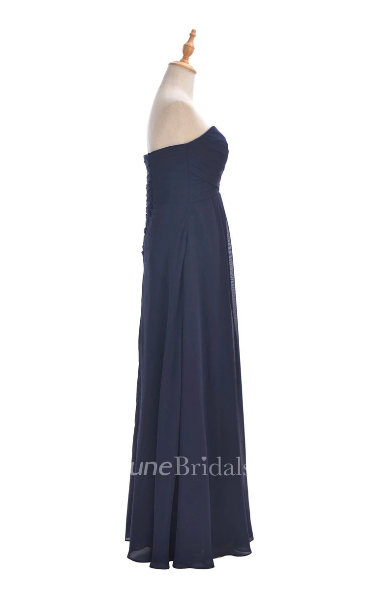 Strapless Ruched A-line Gown With Lace-up Back