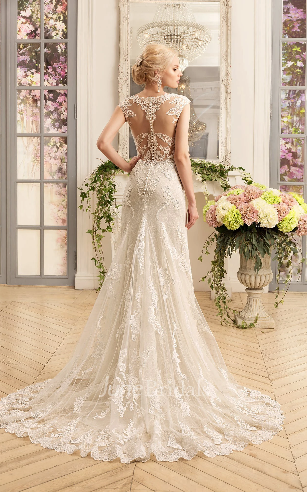 ◆ojos◆ ie Fluid Capsleeve Dress 01 Ivory 24HSi:e-OP02-IV Floor Length Power Mesh Cap Sleeve Dress | David's Bridal