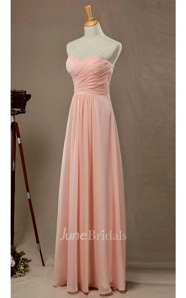 Sweetheart Strapless Blush Bridesmaid Dress