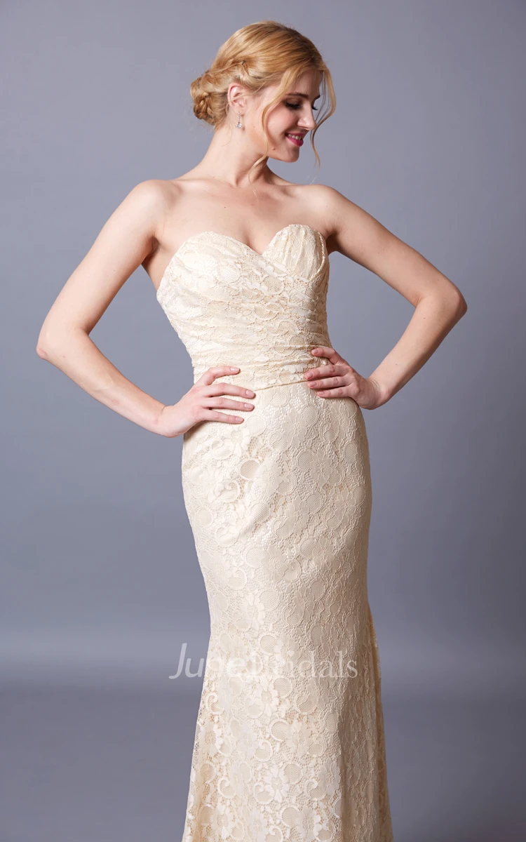 Sweetheart Mermaid Lace Long Bridesmaid Dress