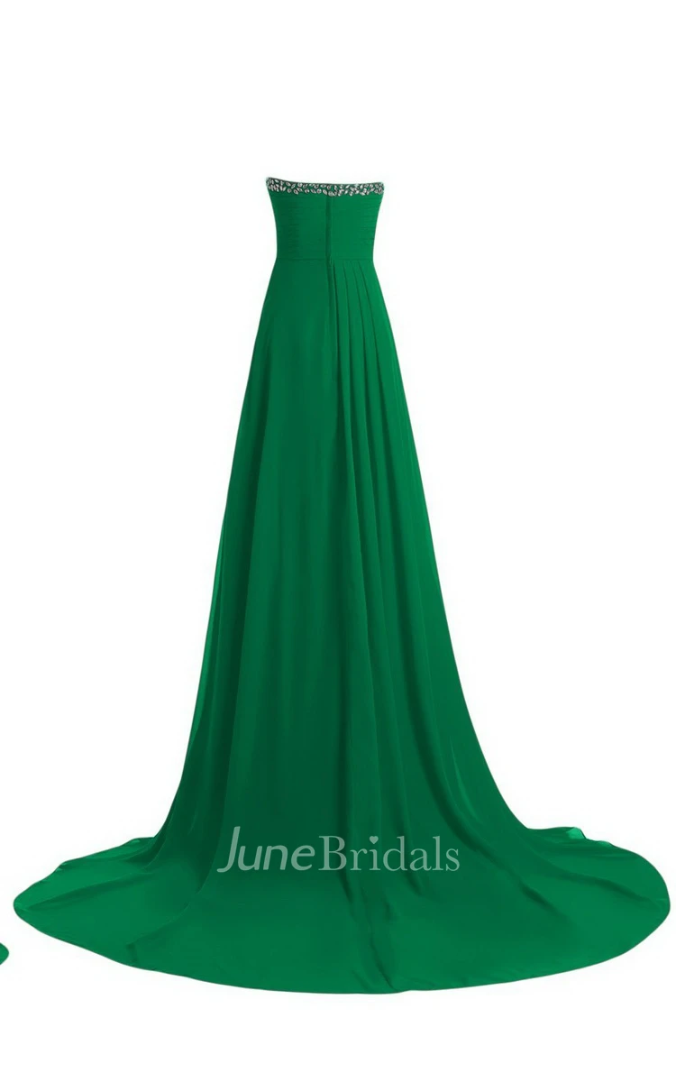 Strapless Court Train With Crystal Trim