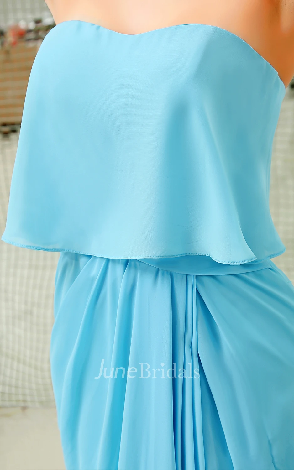 Charming Chiffon Pleated Split Modern Strapless Front Gown