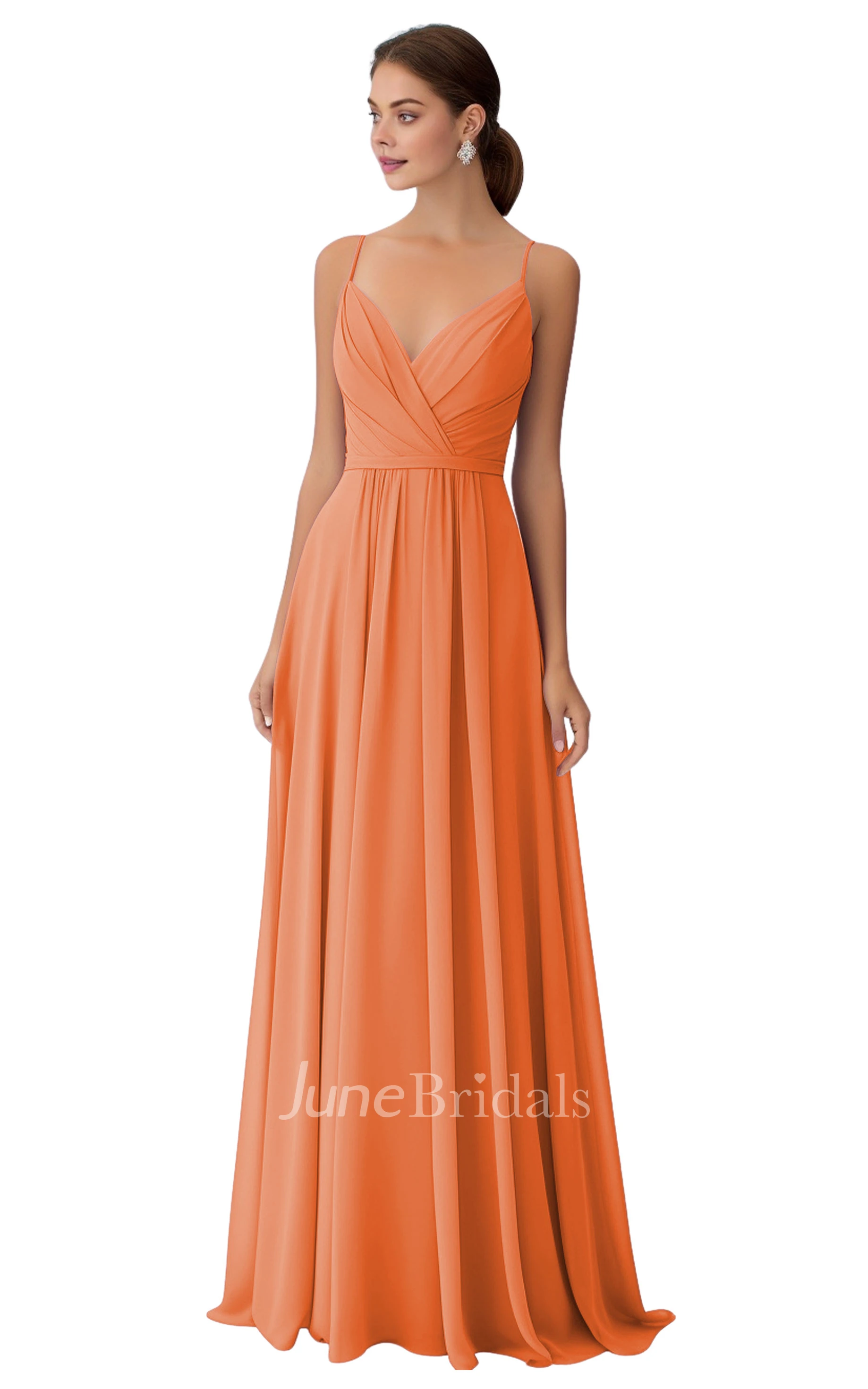 Bohemian V-neck A-Line Chiffon Bridesmaid Dress