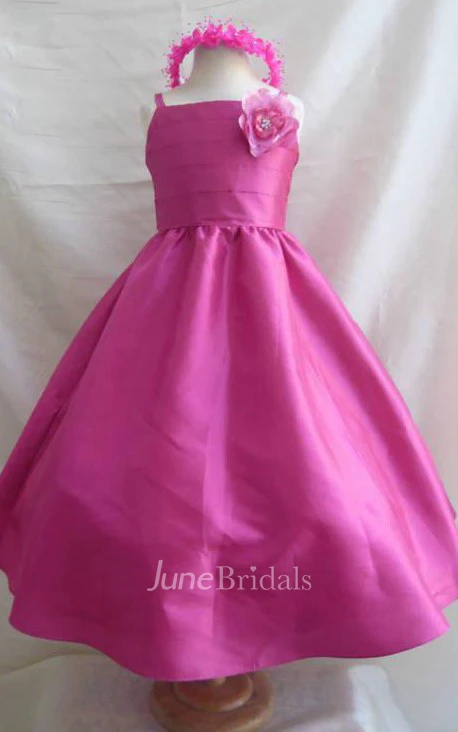 Spaghetti Strap Ruched Fuchsia Junior Girls Dress