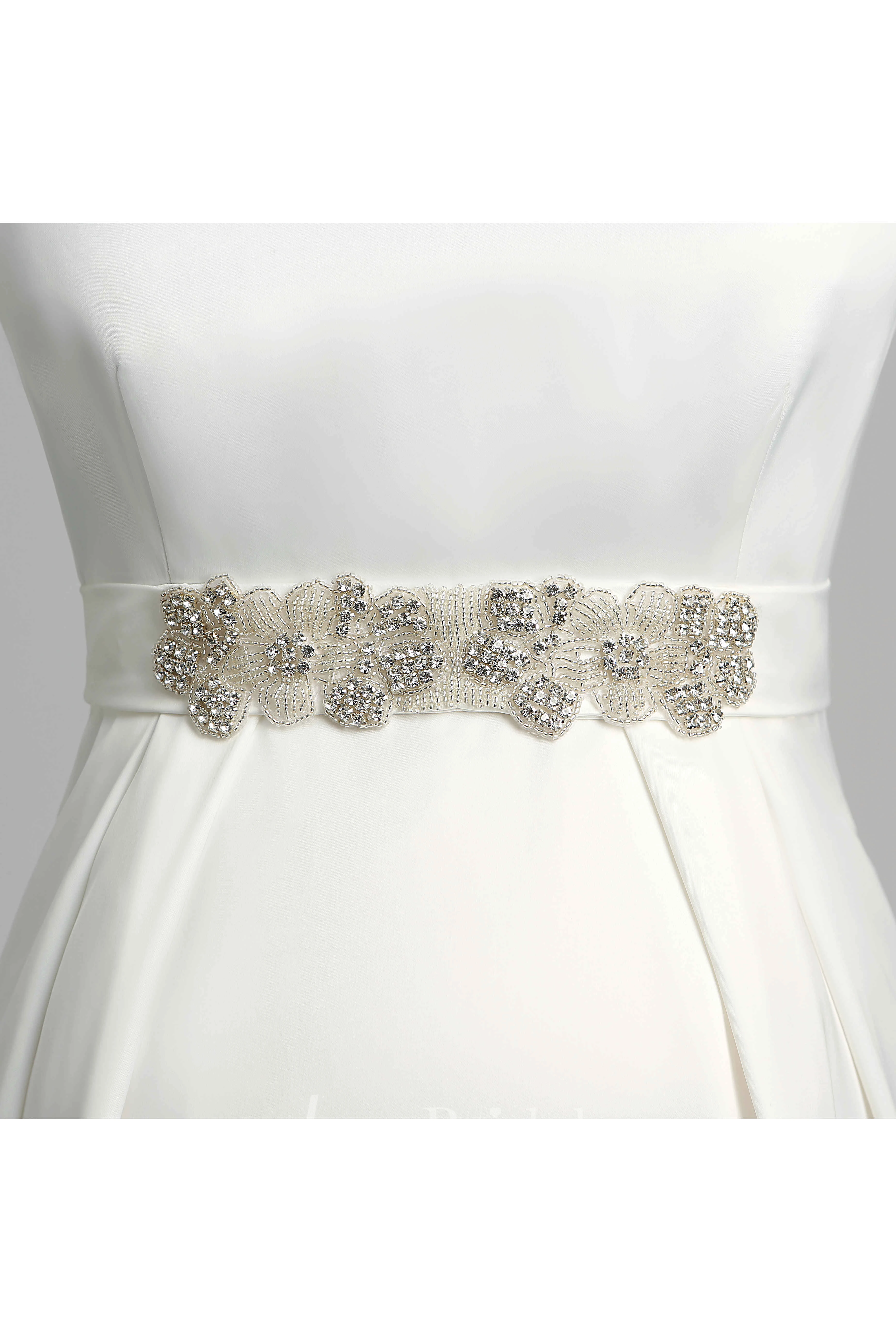 Graceful Off-the-shoulder A-line Beaded Satin Maternity Wedding Dress