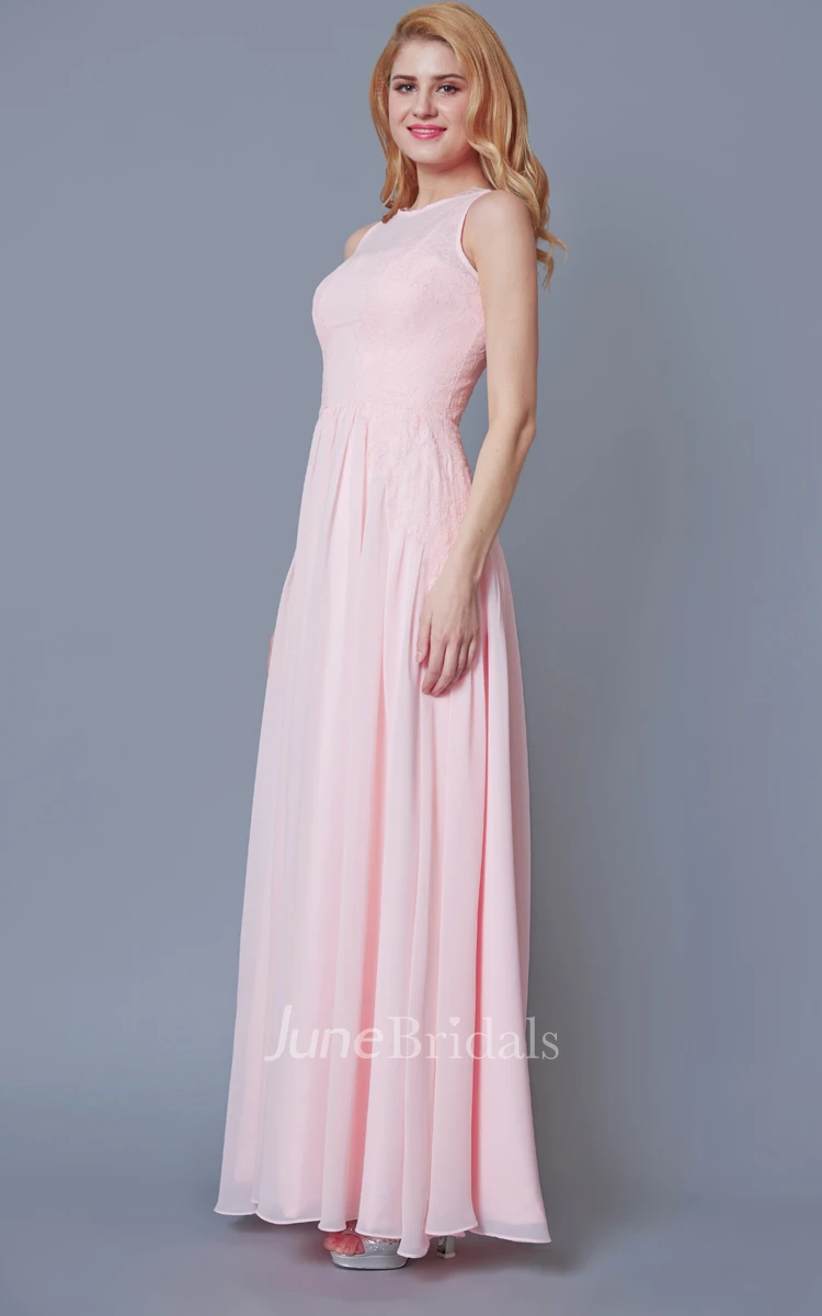 High Neck A-line Chiffon Bridesmaid Dress With Pleats