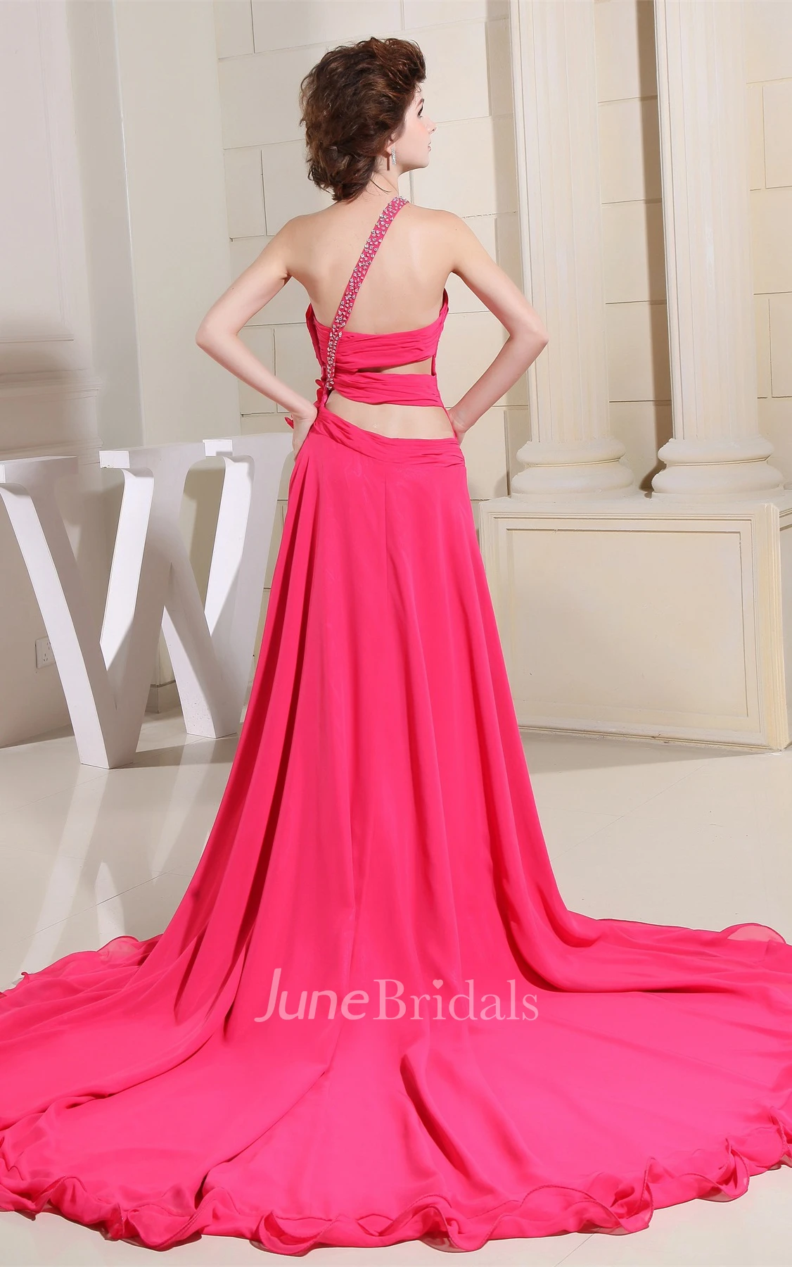 Sweetheart Ruched High-Low Dress with Flower and Ruffles