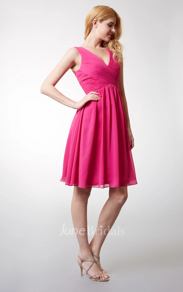 Chic V-neck Short Bridesmaid Dress