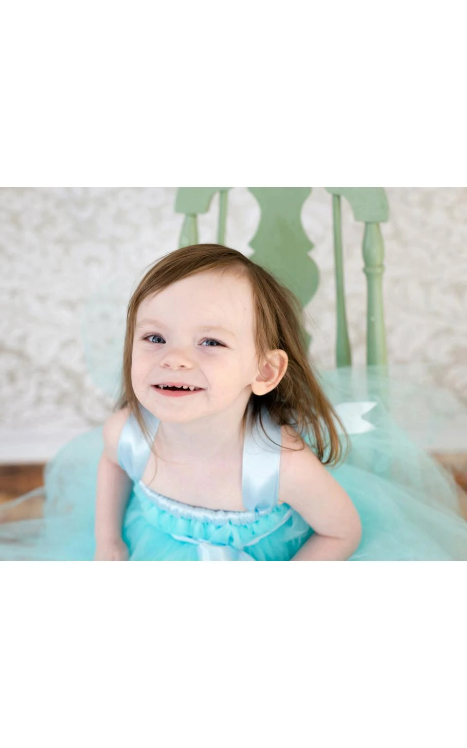 Aqua Blue Sleeveless Pleated Ruffled Tulle Flower Girl Dress With Satin Sash