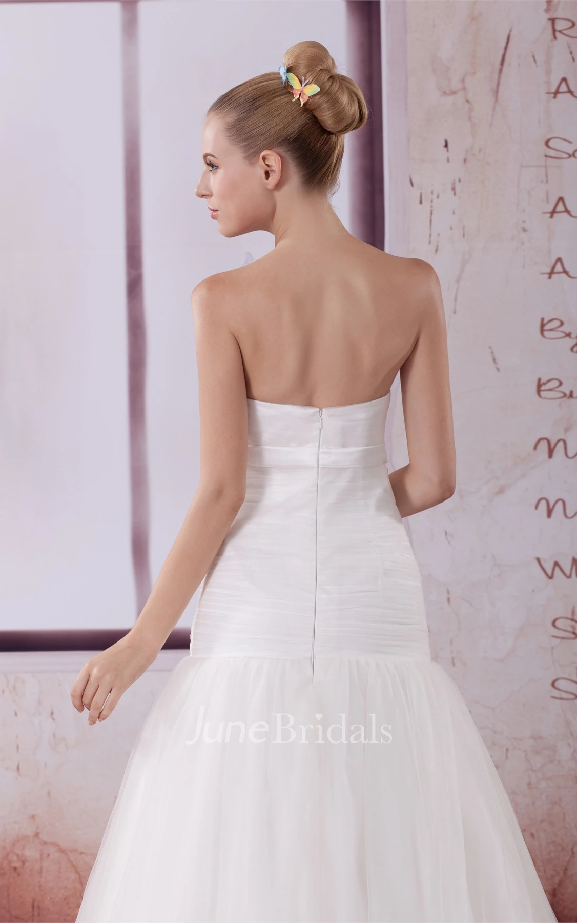 Sweetheart Criss-Cross A-Line Gown with Tiers and Court Train