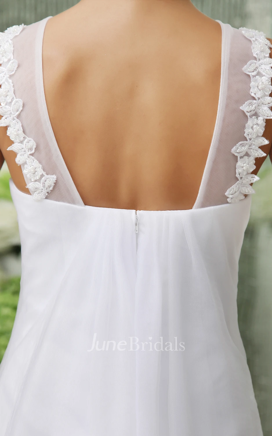 Lovely A-Line Short Dress With Straps And Tulle Overlay