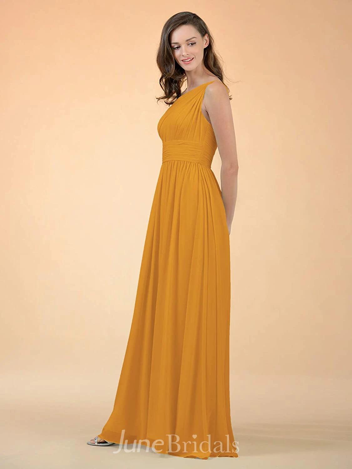 Modern A Line One-shoulder Chiffon Sleeveless Bridesmaid Dress