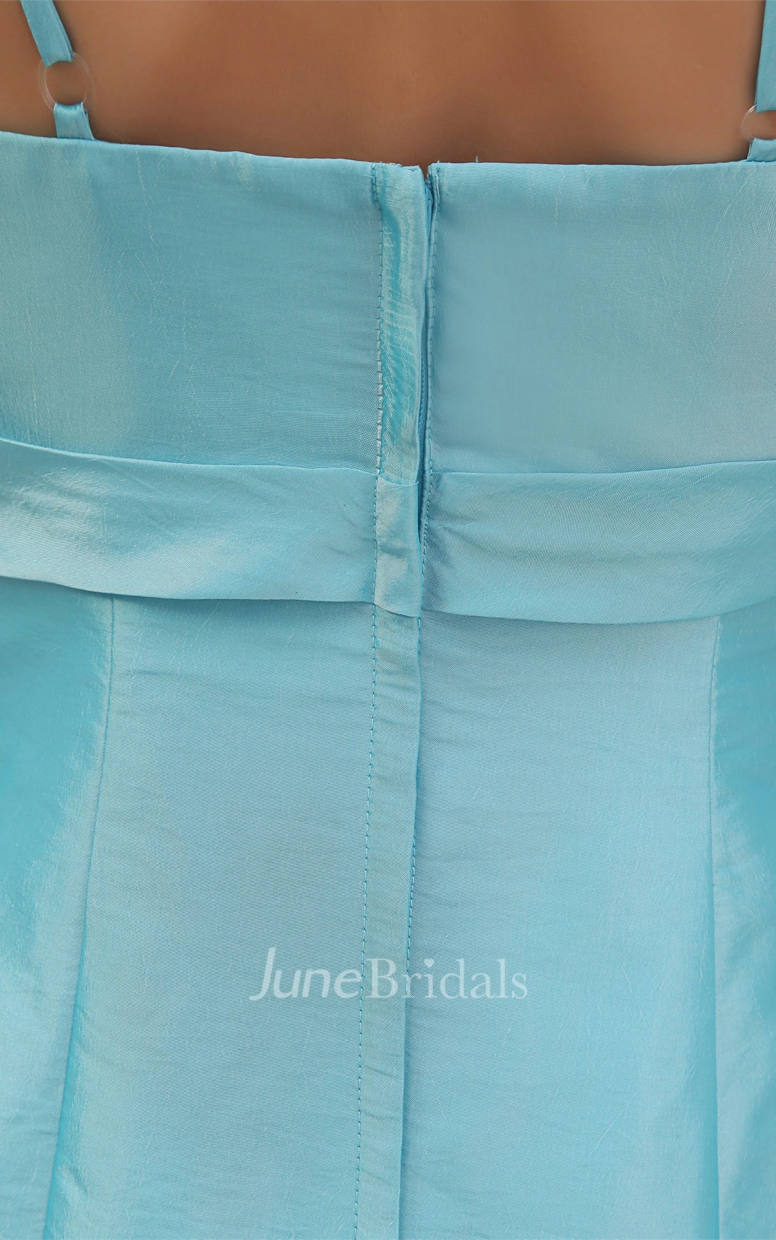 Spaghetti-Straps Notched Ankle-Length Dress with Beaded Waist