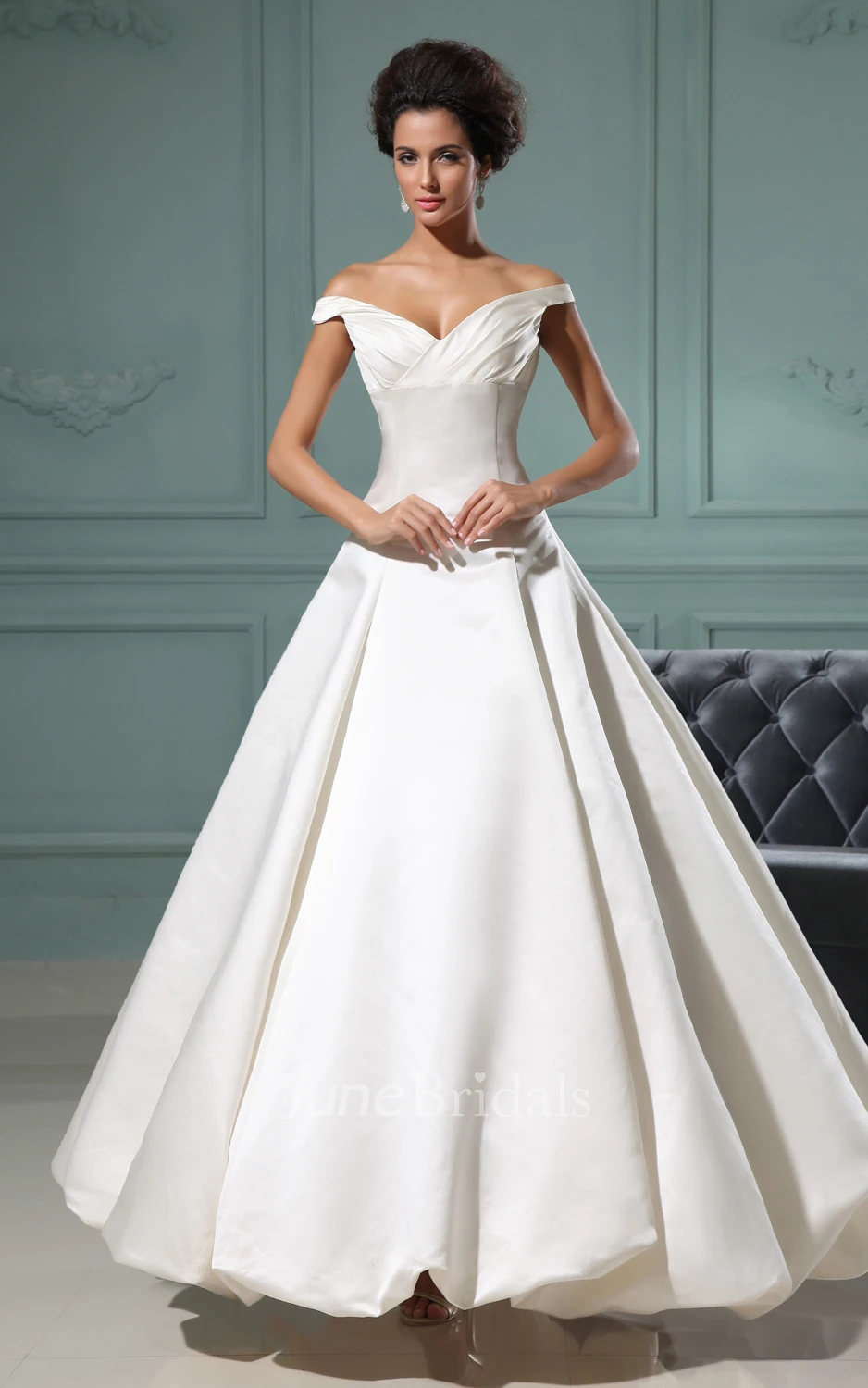 Vibrant V-Neck A-Line Deep Gown With Pick-Up Hem