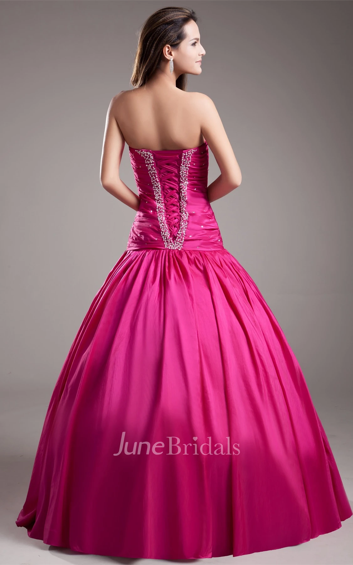sweetheart a-line gown with ruched bodice and strass