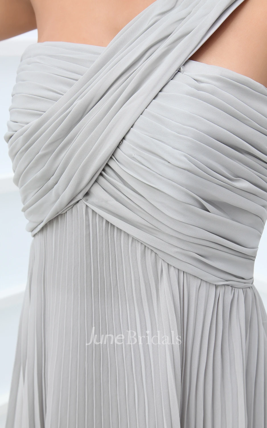 Style Asymmetrical One-Shoulder Empire Gown With Crystal Details