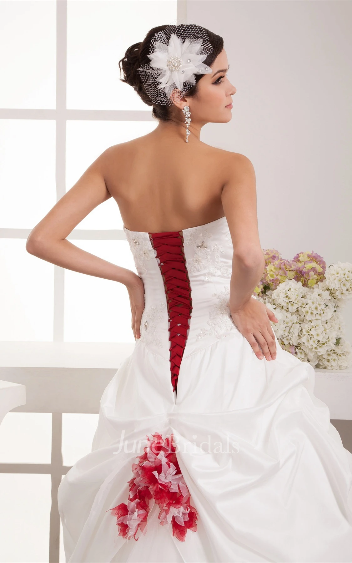 Strapless Pick-Up A-Line Tulle Gown with Beading and Corset Back