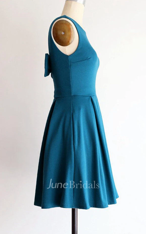Tea-length Dress With Pleats&Bow