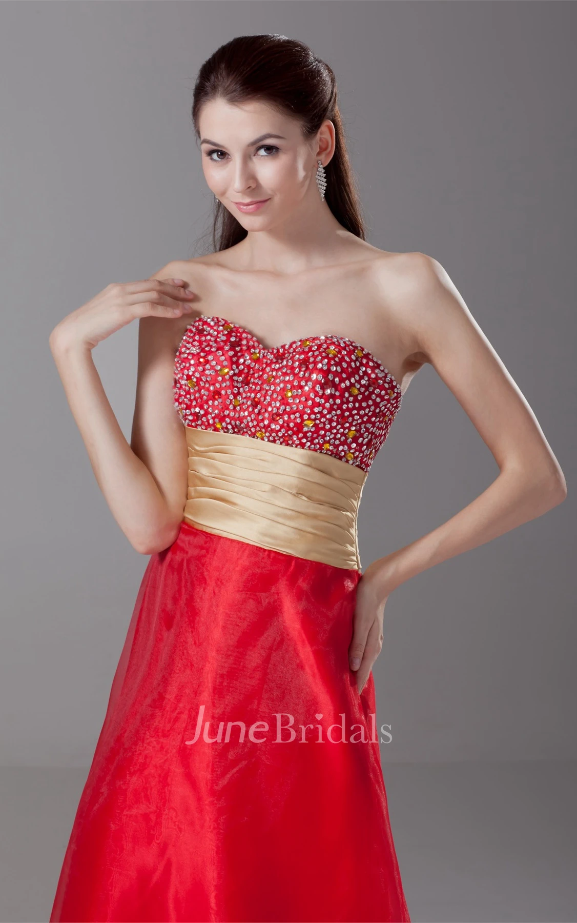 sweetheart maxi a-line dress with gemmed top