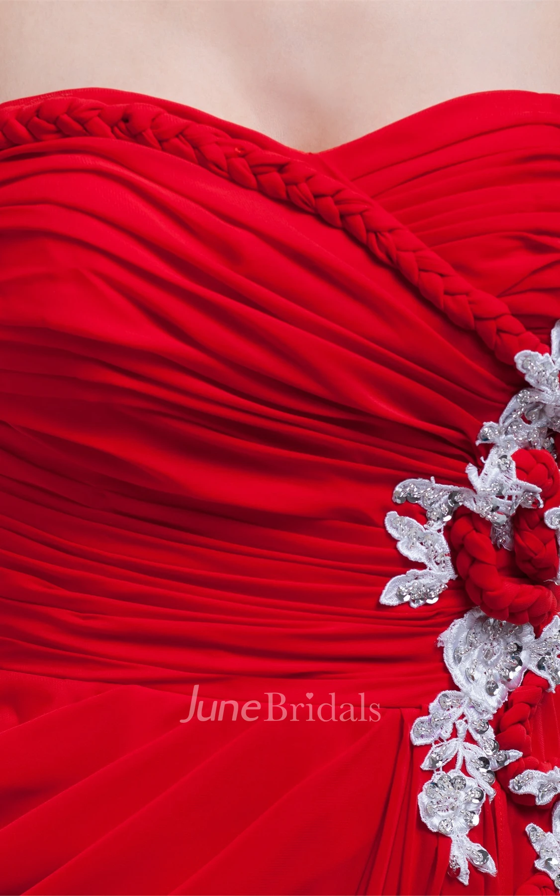 Sweetheart Criss-Cross Floor-Length Dress with Pleated and Appliques