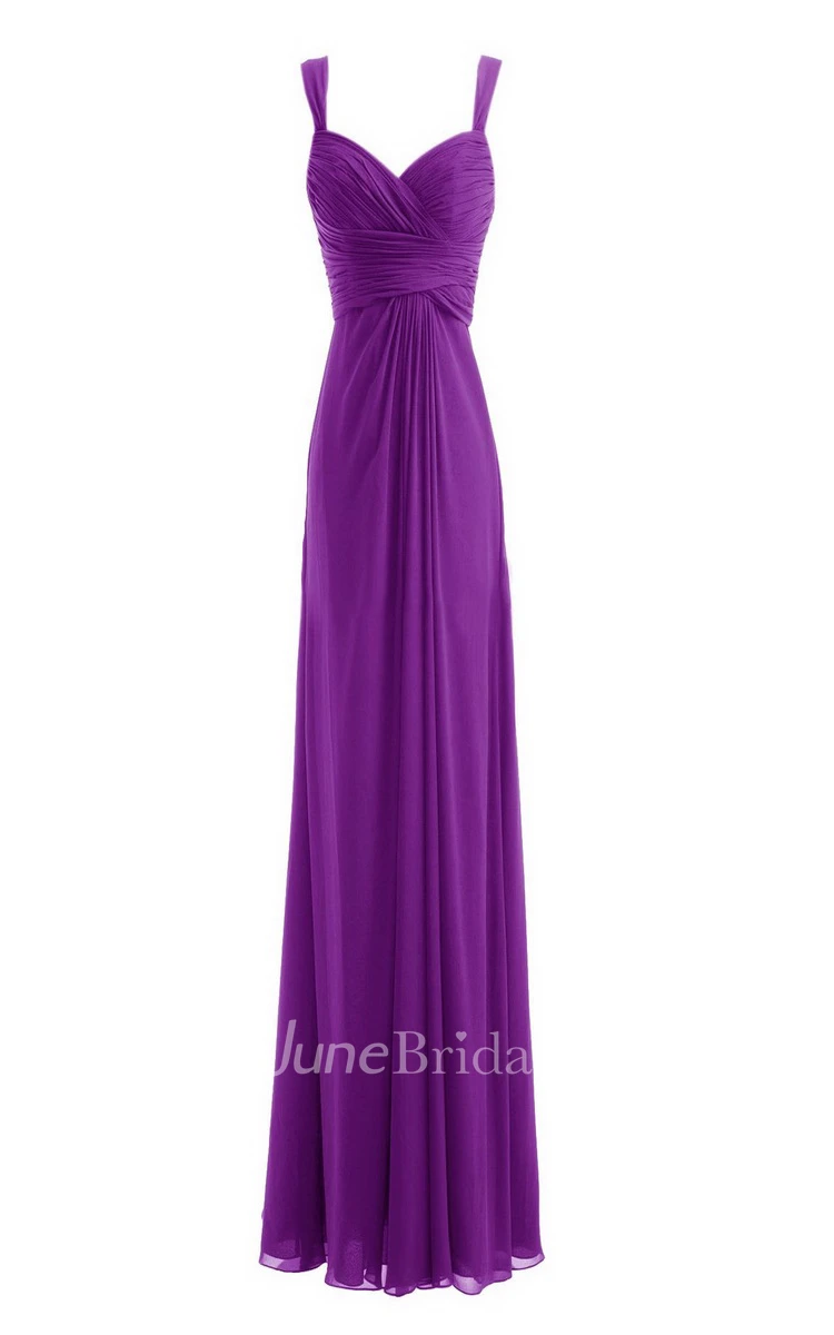 Sleeveless Empire Chiffon Dress With Criss-cross Ruching